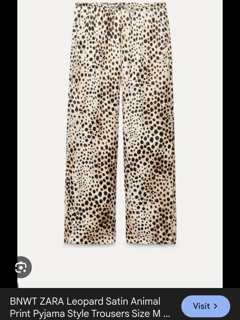 New With Tags! Zara Leopard Animal Print Satin Pajama Style Pants